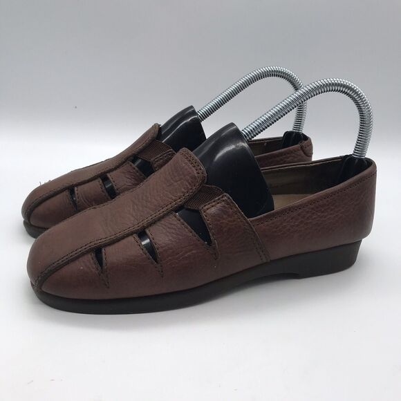Softspots Shoes - Softspots Fisherman Sandals Women's 6.5M Brown Leather Slip On Comfort Shoes